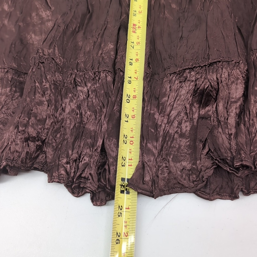 Cache Brown Crinkle Broomstick Midi Skirt Sequin Embroidered Waist Boho Womens 2 - Picture 10 of 11